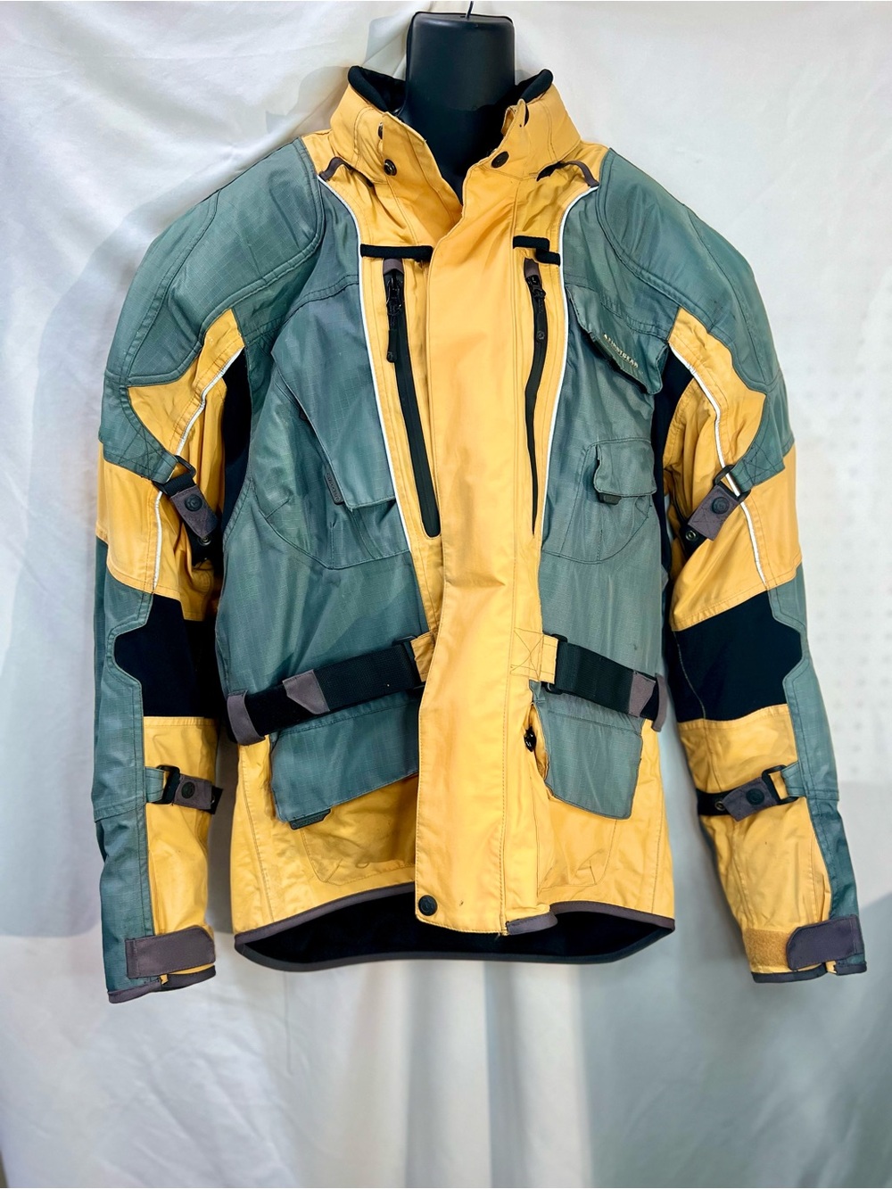 Firstgear Kathmandu Waterproof Motorcycle Jacket Mens Large Yellow Gray